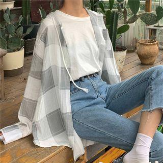 Plaid Loose-fit Hooded Light Jacket