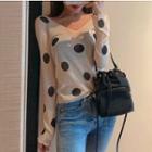 Dotted Long-sleeve Top Black Dotted - White - One Size