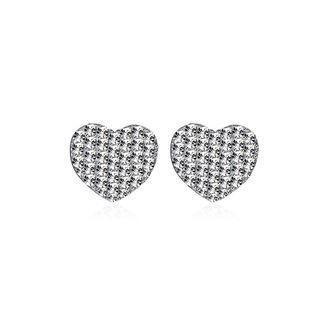 925 Sterling Silver Simple Romantic Elegant Fashion Heart Shape Earrings And Ear Studs With Austrian Element Crystal Silver - One Size