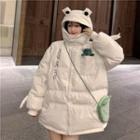 Frog-themed Hooded Padded Zip Jacket