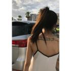 Contrast-trim Sleeveless Chiffon Dress
