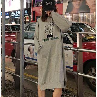 Dog Print Midi Hoodie Dress