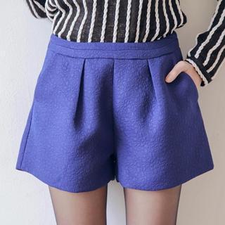 Embossed Pleated Shorts