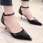 Ankle Strap Kitten-heel Pointed Sandals