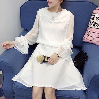 Long-sleeve Ruffle Chiffon Dress