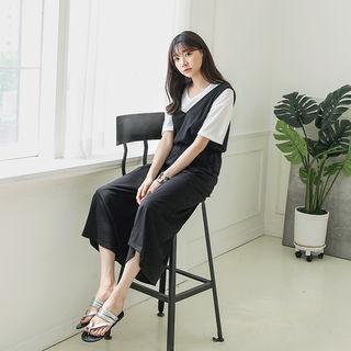 Gathered-waist Wide-leg Jumper Pants