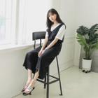 Gathered-waist Wide-leg Jumper Pants