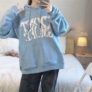 Long-sleeve Printed Hoodie Sky Blue - One Size