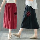 Frog-button Detail Midi Skirt