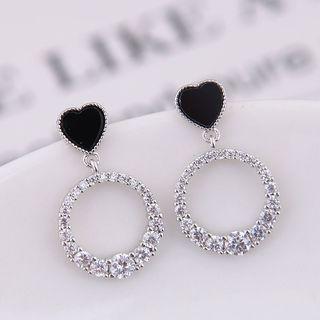 Heart Rhinestone Hoop Dangle Earring