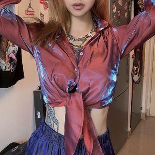 Tie-front Iridescent Shirt