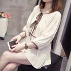 3/4-sleeve Tie-front Blouse