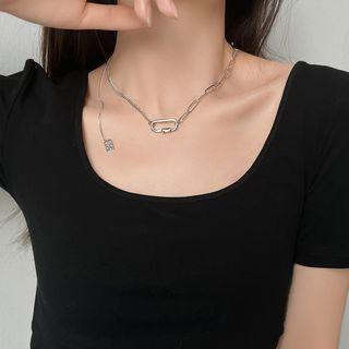 Buckle Pendant Stainless Steel Choker Silver - One Size