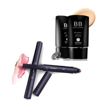 Heynature - Bb Cream Set: Bb Black Diamond Spf 35 Pa++ 40g X 2 Pcs + Dual Eye Shadow (#01 Snowy Peach) 3 Pcs