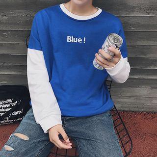 Mock Two-piece Embroidery Pullover
