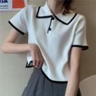 Short-sleeve Polo-neck Top