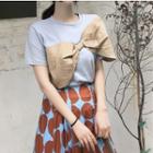 Bow Short-sleeve T-shirt + Dotted Skirt