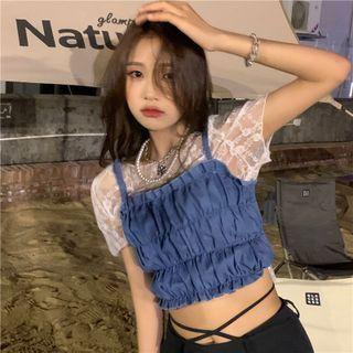 Cropped Camisole Top / Short-sleeve Lace Top