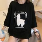Short-sleeve Patched Oversized T-shirt