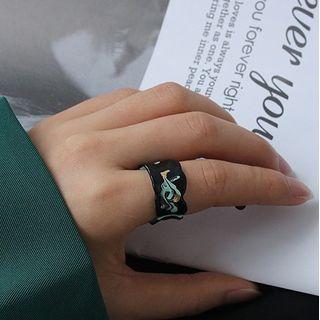 Drip Glaze Open Ring Black & Green - No. 7