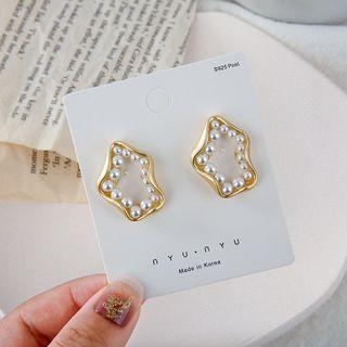 Beaded Ear Stud 1 Pair - 925 Silver - Earrings - One Size