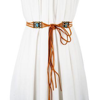 Embellished Layered Rope Belt Caramel - One Size
