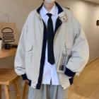 Color Block Embroidered Oversized Jacket