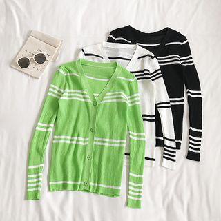 Striped Long-sleeve Lightweight Cardigan