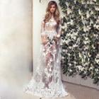 Long-sleeve Lace See Through Gown