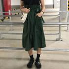 Short-sleeve Drawstring Mock Two-piece A-line Dress