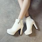 Buckled Platform Chunky Heel Short Boots