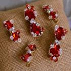 Wedding Faux Crystal Hair Clip Set Of 5 - Red - One Size