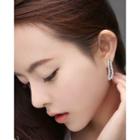 Rhinestone Leaf-motif Drop Earrings