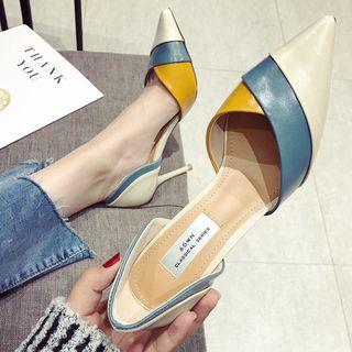 High-heel Colored Panel Pumps