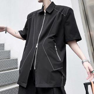 Short Sleeve Stitch Zip Jacket