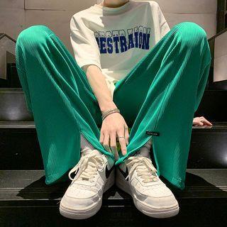 Plain Slit Wide Leg Pants