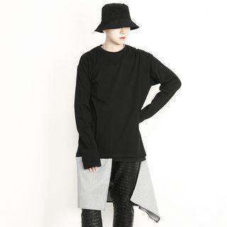 Inset Check Skirt Long T-shirt