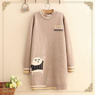 Cartoon Mock-neck Sweater Dress