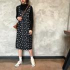 Dotted Jumper Dress / Plain Long-sleeve Top