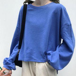 Balloon-sleeve Dip Back Pullover