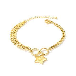 Fashion Simple Plated Gold Star 316l Stainless Steel Bracelet Golden - One Size