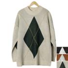 Argyle Pattern Loose-fit Sweater