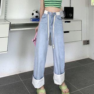 High Waist Drawstring Loose-fit Jeans
