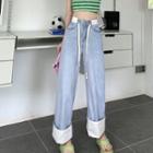 High Waist Drawstring Loose-fit Jeans