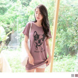 Bulldog Short-sleeve Round Neck T-shirt