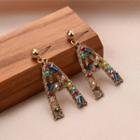 Letter A Rhinestone Alloy Dangle Earring 1 Pair - Blue & Red - One Size