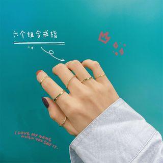 Set: Alloy Ring (assorted Designs) Set Of 6 - Gold - One Size