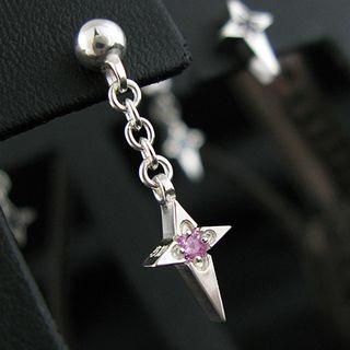 Gemstone Sterling Silver Single Drop Earring Single - Silver & Pink - One Size