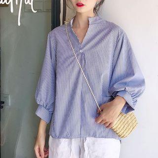 Button Back Split Neck Shirt
