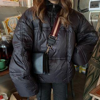 Long-sleeve Oversize Plain Padded Long Coat
